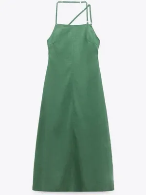 Zara Linen Blend Strappy Midi Dress thumbnail 5