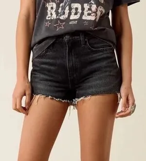 Ariat Denim Ultra High Rise Tomboy Shorts Jazmine Black Pittsburg Size 26 thumbnail 1