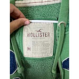 Hollister Y2K Green Zip‎ Up Hoodie 22 Graphic Fitted Zip Jacket Size Medium thumbnail 5
