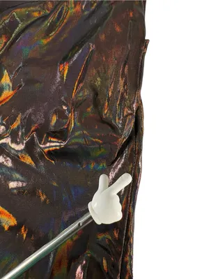 Sincerely Jules Metallic Bronze Lame Wide Leg High Rise Pants NWT M Iridescent thumbnail 14