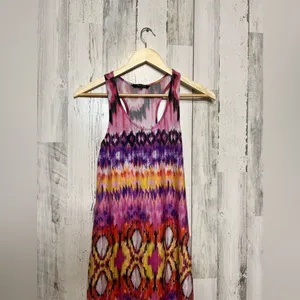 Just Love Aztec Ikat Maxi Dress Womens Medium Pink Purple Tie Dye Racerback Long thumbnail 6
