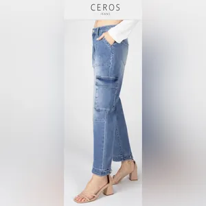 Ceros Time For Change Sabrina High Rise Cargo Straight‎ Jeans in Malibu Size 24 thumbnail 4