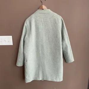 Zara Basic Collarless Wool Peacoat in Mint Size Medium‎ thumbnail 3