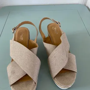 neutral beige espadrille cork platform wedge size 10 thumbnail 11