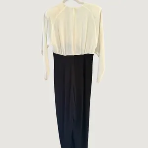 Spencer Alexis Vintage Jumpsuit Black Cream Lace Applique Wide Leg 6 Made in USA thumbnail 2