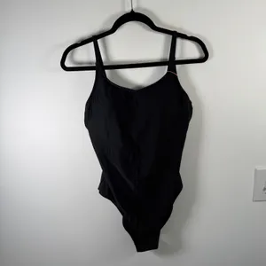 Quince Italian Cami One Piece Swimsuit Black Minimalist Capsule NEW Womens Large thumbnail 2