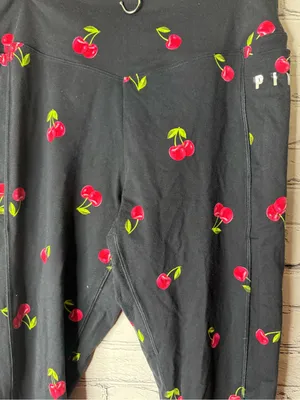 Women’s VS Pink Black Leggings with Red Cherry Print size large thumbnail 6