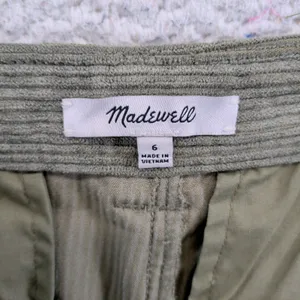Madewell Corduroy High-rise Tapered Pants Womens 6‎ Olive Green Pleated NG506 thumbnail 3