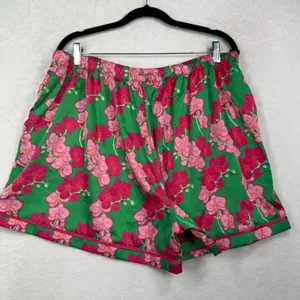 Mary Square XL Pajama Set Short Charlotte Satin Shorts Top Orchid Reverie Green thumbnail 6
