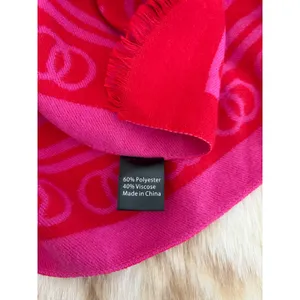 Bloomingdales 100% Exclusive 150th Anniversary Logo Wrap Scarf Pink Red Shawl thumbnail 6
