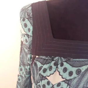 100% Silk Express Blouse Butterfly Blue Teal S Top v6x thumbnail 2