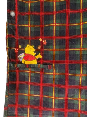 Vintage 90s Disney Store Winnie the Pooh Plaid Corduroy Jumper Dress M thumbnail 7