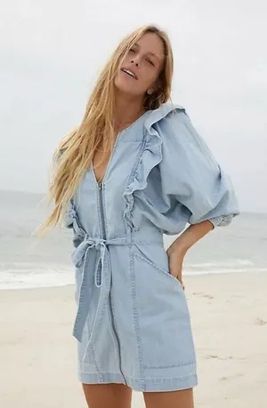 Free People Imogene Denim Mini Dress thumbnail 1
