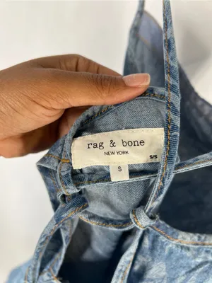 rag & bone Laser Floral Denim Tie Dress Blue Size S thumbnail 7