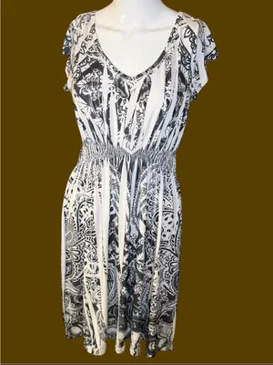 Apt. 9 Black & White Paisley Stripe Midi Dress thumbnail 2