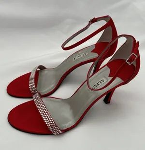 Alfani Ashton Red High-Heels with Rhinestones Ankle Strap 10M Shoes 3 1/2” Heel thumbnail 1