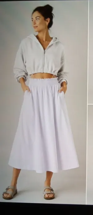 Lululemon Stretch Woven Ruffle Waist Midi Skirt Relaxed Fit Travel Womens Small thumbnail 1