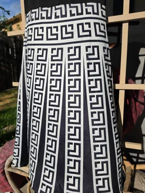 Dress with Black Greek Key Trim Small thumbnail 4