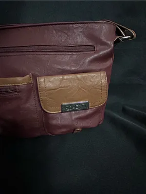 Rosetti Women’s Soft Leather Burgundy & Tan Multi-Pocket Hobo Satchel Bag Purse thumbnail 4