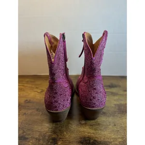 Dingo Silver Dollar Women’s 9.5M Fuchsia Pink Rhinestone Western Boots DI577 EUC thumbnail 5