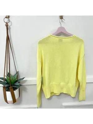 NWT Cece Rolled Neck Mellow Butter Yellow Sweater M Coastal Pastel Casual Girl thumbnail 7