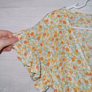BillaBong Yellow‎ Floral Print Short Sleeve Mini Wrap Dress size S thumbnail 2
