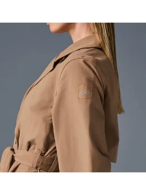 Alo Prime Trench Toasted Almond Tan Structured Belted Belt Long Coat Jacket S thumbnail 4