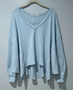 Free People We The Free Women’s Oversized Top Waffle Cozy Warm Travel Sz S thumbnail 1