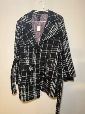 NWT Vintage Wet Seal Plaid Belted Coat Women XL Y2K Black Pink thumbnail 4