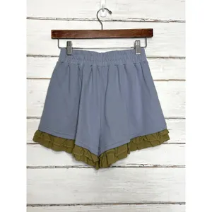 Blakely Blue Ruffle Lounge Set XS Embroidered Floral Sweatshirt Shorts Pockets thumbnail 10