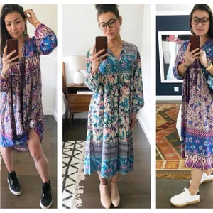 Garden Blue Long Sleeve Bishop Sundress thumbnail 2
