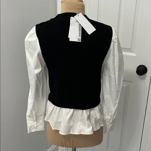 Urban Revivo Black White Sweater Shirt thumbnail 3