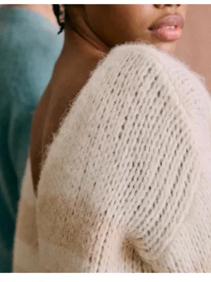 Sezane Lysandre Knit Jumper Sweater in Ecru Camel size Medium $198 thumbnail 5