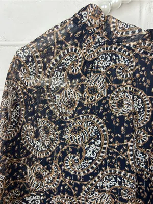 Veronica M Patterned Drop Waist Long Sleeve Dress Size XS thumbnail 11