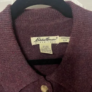 EDDIE‎ BAUER button front cardigan sweater jacket size small 100% lambs wool thumbnail 2
