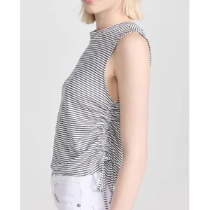 NWT Frame striped black white muscle tank‎ tie cinches large relaxed fit basic thumbnail 2