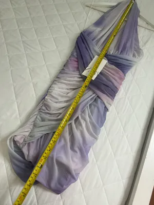 Zara Y2K Mesh Halter Dress Ruched Draped Bodycon Ombre Pastel Cocktail Party Size M thumbnail 5