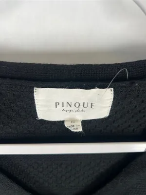 Pinque Textured Black Lace-Up Front Sweater Top Size M thumbnail 3