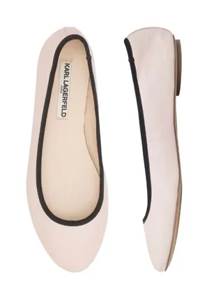 Karl Lagerfeld Leroux leather ballet flats, blush pink black trim, sz 7 thumbnail 1