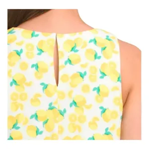 Pappagallo Shift Dress Womens XL Yellow‎ Lemon Print Sleeveless Summer Mini thumbnail 4