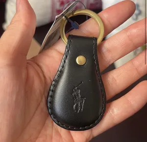 Polo Ralph Lauren Men's Women's Keychain Key Fob Leather Black NWT. thumbnail 4
