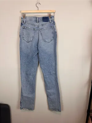 Abercrombie Curve Love 90s Straight Ultra High Rise Jeans 27 Light Wash thumbnail 6