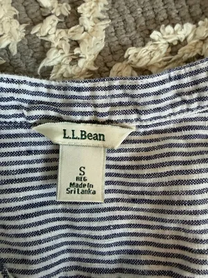 L.L.Bean Linen Pinstripe Pullover Shirt Sz Small Coastal Grandmother Breezy W3 thumbnail 3
