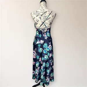 ASTR The Label Midnight Navy Satin Floral Midi Dress‎ S Autumn Wedding Guest NWT thumbnail 4
