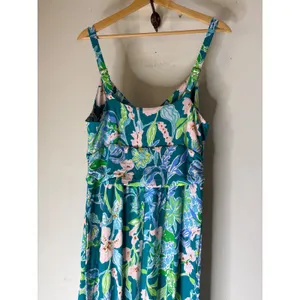 Lilly Pulitzer Floral Maxi Dress Teal Pink Tropical Empire Waist Sleeveless 10 thumbnail 6