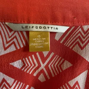 Leifsdottir Anthropologie Catalyst Red Orange White Silk Tunic‎ Dress Size 0 thumbnail 12