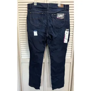 Lee Reg Fit Straight Dark Wash Denim Jeans‎ High Rise Size 20W Zip Logo NWT thumbnail 6
