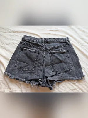 Good American High Rise Frayed Hem Denim Shorts W4/27 Dark Wash thumbnail 2