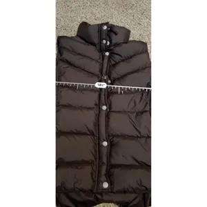 J.Crew Womens Brown Chevron Quilted Down Puffer Vest Large Stand Collar Zip Snap thumbnail 4