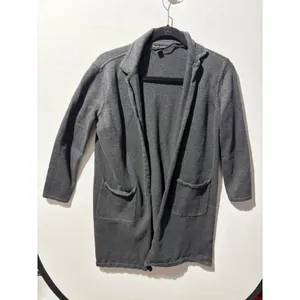 Banana Republic Knit Blazer Cardigan Dark Gray Pockets Women's Petite Small‎ thumbnail 2